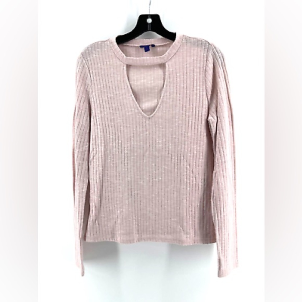 Aeropostale Women’s Size Medium Cutout Neck Ribbed Knit Long Sleeve Sweater Top